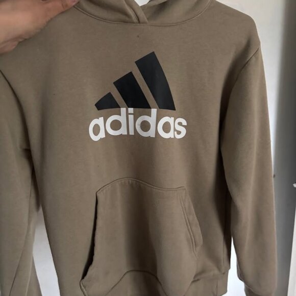 NEW Adidas Light Brown Sweatshirt with Black & White Logo - Size 10-12 - Picture 1 of 5